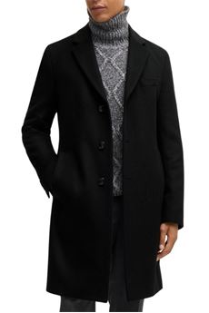 Cappotto slim fit in lana vergine e cashmere nero Hugo Boss | 50525739001